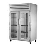 True STR2RPT-2G-2S-HC - Pass-Thru Refrigerator, two-section, (2) glass doors front, (2) solid doors rear